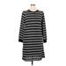 Ann Taylor LOFT Casual Dress - Shift Crew Neck 3/4 sleeves: Gray Stripes Dresses - Women's Size X-Large