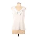 White House Black Market Sleeveless Top White V-Neck Tops - Women's Size Large