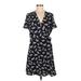 J.Crew Factory Store Casual Dress - Wrap V-Neck Short sleeves: Black Dresses - New - Women's Size 8