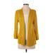 Alfani Cardigan Sweater: Yellow Solid Sweaters & Sweatshirts - Women's Size Small