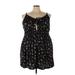Torrid Casual Dress - Mini Tie Neck Sleeveless: Black Floral Dresses - Women's Size 5X Plus