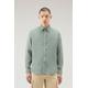 Woolrich Men Garment-Dyed Pure Linen Shirt Green Size XXL
