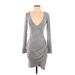 Forever 21 Casual Dress - Wrap: Gray Marled Dresses - Women's Size Small
