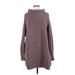 Free People Casual Dress - Sweater Dress High Neck Long sleeves: Burgundy Print Dresses - Women's Size Medium