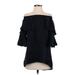Neiman Marcus Casual Dress - Mini Open Neckline 3/4 sleeves: Black Solid Dresses - Women's Size Small