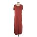 Madewell Casual Dress - Shift Scoop Neck Short sleeves: Burgundy Solid Dresses - Women's Size Medium