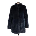 Babaton Faux Fur Jacket: Mid-Length Blue Print Jackets & Outerwear - Women's Size Medium