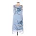 White House Black Market Casual Dress - Mini Scoop Neck Sleeveless: Blue Floral Dresses - Women's Size Medium