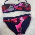 Athleta Swim | Athleta Two Piece Red Mystique Bandeau And Low Rise Bikini Swim Suit Sz S/M | Color: Purple/Red | Size: S