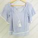 American Eagle Outfitters Tops | Aeo Striped Flutter Bell Slv | Color: Blue/White | Size: Xs