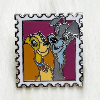 Disney Jewelry | 5/$25 Disney Lady And The Tramp Postage Stamp Pin | Color: White | Size: Os