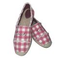 Coach Shoes | Coach Celina Gingham Jute Detail Trim Print Slip On Espadrille Size 11 | Color: Cream/Red | Size: 11