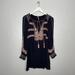 Free People Tops | Free People Women M Black Pink Blue Wind Willow Mini Dress Embroidered Tassel | Color: Black/Pink | Size: M