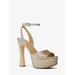 Michael Kors Shoes | Michael Kors Jensen Glitter Platform Sandal 8.5 Silv/Plgold (Silver) New | Color: Silver | Size: 8.5