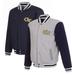 Men's JH Design Gray/Navy Georgia Tech Yellow Jackets Reversible Two-Tone Fleece Varsity Jacket