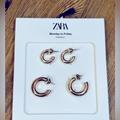 Zara Jewelry | Nwt- Zara Set Of Earrings Gold Tone Hoops | Color: Gold | Size: Os