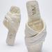 Zara Shoes | Nwt Zara Off White Criss Cross Quilted Slides Sandal Square Toe Sz-10 | Color: Cream/White | Size: 10