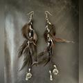 Free People Jewelry | Feather And Crystal Statement Earrings From Free People. | Color: Black/Silver | Size: Os