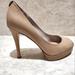 Michael Kors Shoes | Michael Kors Peep Toe High Heel Platform Pump Size 6.5 Beige | Color: Cream/Tan | Size: 6.5