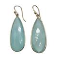 Anthropologie Jewelry | Anthropologie Aqua Chalcedony Teardrop Gemstone Gold Earrings | Color: Blue/Green | Size: Os