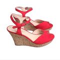 Nine West Shoes | Nine West Red Wedge Platform Sandals | Color: Red | Size: 7.5