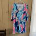 Lilly Pulitzer Dresses | Nwot Lilly Pulitzer Above Knee 3/4 Sleeve Stretchy Cozy Dress With Seascape M-Xl | Color: Blue/Pink | Size: L