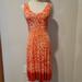 Athleta Dresses | Athleta Sun Dress - Xs, Orange & White. No Wrinkle Poly Blend. Excellent Cond! | Color: Orange | Size: Xs