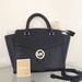 Michael Kors Bags | Nwt Michael Kors Leather Vanna Lg Satchel Handbag | Color: Black/Gold | Size: See Description