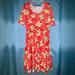 Lularoe Dresses | Lularoe Nicole Bright Coral Yellow Floral Dress 3xl | Color: Orange/Yellow | Size: 3x