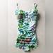 Anthropologie Swim | Anthropologie Mermaid Cinched Side Twist Front Floral Skirted One Piece Swimsuit | Color: Green | Size: M