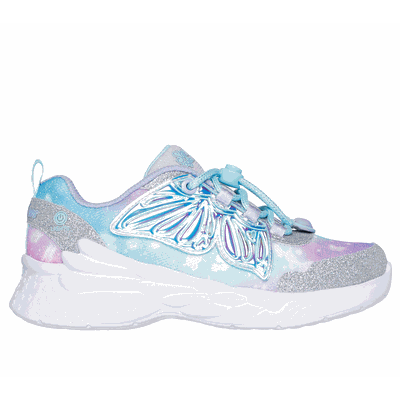 Skechers Girl's Dream Racer - Wing Brites Sneaker | Size 11.0 | Silver/Lavender | Synthetic/Textile
