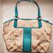 Coach Bags | Coach Purse (Bag) - Turquoise & Tan | Color: Green/Tan | Size: Os