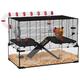 Hamster Cage, Gerbil Cage w/ Deep Glass Bottom, Tunnels, Tubes, 78.5 x 48.5 x 57cm