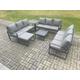 Aluminium 10 Seater Outdoor Garden Furniture Set Patio Lounge Sofa with Square Coffee Table Side Table Big Footstool Conservatory Set