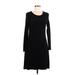 Tahari Casual Dress - A-Line Scoop Neck Long Sleeve: Black Solid Dresses - Women's Size Medium