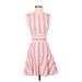 J.Crew Casual Dress - Mini Crew Neck Sleeveless: Pink Stripes Dresses - Women's Size 0 Petite