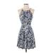 BCX dress Casual Dress - Fit & Flare: Blue Floral Dresses - Women's Size 2X-Small
