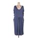 Studio by Torrid Casual Dress - DropWaist V-Neck Short sleeves: Blue Print Dresses - Women's Size 5X Plus