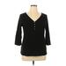 Old Navy Long Sleeve Henley Shirt: Black Solid Tops - Women's Size X-Large