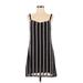 Stone Row Casual Dress - A-Line V-Neck Sleeveless: Black Stripes Dresses - Women's Size Small