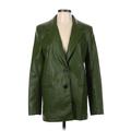 Zara Faux Leather Jacket: Mid-Length Green Solid Jackets & Outerwear - Women's Size Small