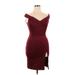 showpo Cocktail Dress - Party V Neck Sleeveless: Burgundy Print Dresses - Women's Size 14