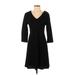 Ganni Casual Dress - A-Line V Neck 3/4 sleeves: Black Print Dresses - Women's Size Small