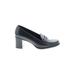 Franco Sarto Heels: Slip-on Chunky Heel Classic Black Solid Shoes - Women's Size 7 1/2 - Round Toe