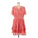 Taylor Casual Dress - Fit & Flare V Neck Short sleeves: Orange Floral Dresses - Women's Size 16 Plus