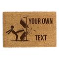 Happenings Personalised Coir Doormat, Custom Text, Indoor Use, Funny Doormats with your text, Anti-slip (60 x 90cm, Pattern 7)
