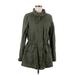 Ann Taylor LOFT Jacket: Mid-Length Green Solid Jackets & Outerwear - Women's Size Small