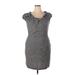 R&K Originals Casual Dress - Mini Tie Neck Short sleeves: Gray Marled Dresses - Women's Size 18