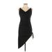 Uptown U.S.A. Cocktail Dress - Midi Cowl Neck Sleeveless: Black Print Dresses - Women's Size Large