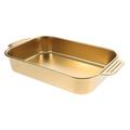 Stainless Steel Grill Pan Bread Baking Pan Bread Loaf Pan Cake Tray Cake Oven Pans Metal Dinner Plates Steam Table Pan Serving Tray for Kitchen Convenient Serving Plate Party Tray ( Color : Golden , S
